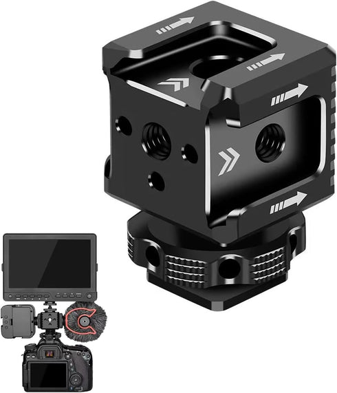 3 Port Cold Shoe Mount with 1/4"-20 Thread for Camera Cage Flash