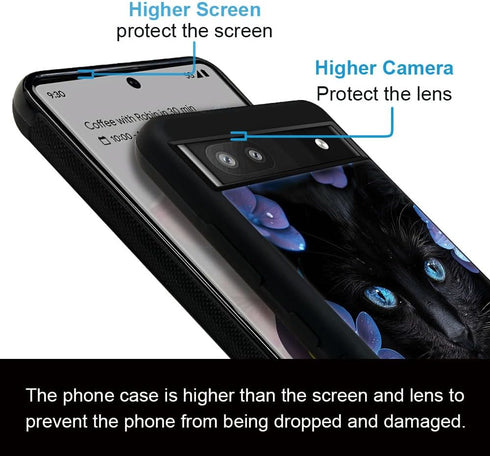 CARLOCA Google Pixel 7a Case, Black Mumbai Clivia Cat, Hard Acrylic Shockproof Phone Case