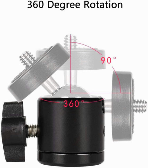 Universal 1/4" Swivel Mini Ball Head Screw Tripod Mount (2 Pack), EszkozTA 360 Degree Rotating Mount Base Adapter for