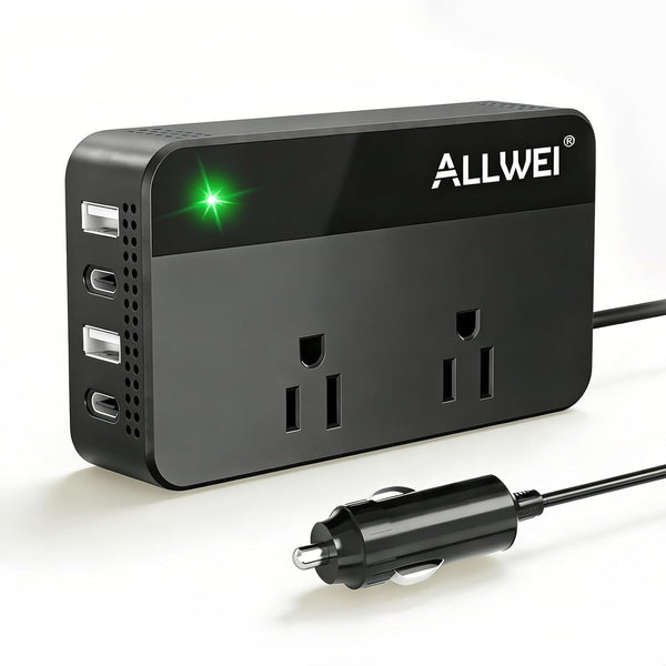 ALLWEI 200W Car Power Inverter, 12V DC to 110V AC Car Inverte with