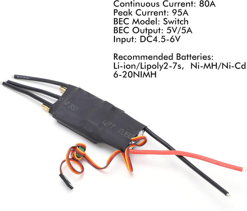 Naroote 80A Brushless Esc, Brushless Motor Controller, ESC Brushless Water Cooled ESC for RC Boat Accessories