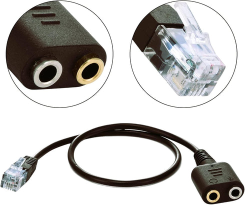 RJ9 Male to 3.5mm Female Plug Headset Jack Phone Audio Adapter Cable Not Compatible with RJ11 by Earsinger