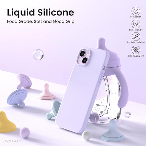 ORNARTO 14 6.1, 3 6.1 Inch-Pastel Compatible with iPhone Case Slim Liquid Silicone Layers Full Phone Covered Soft Gel