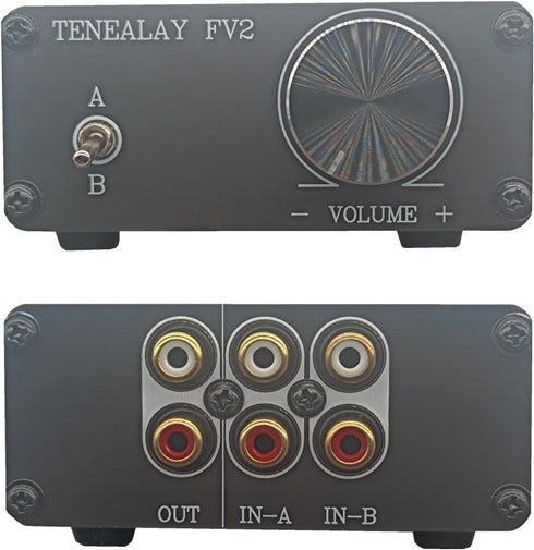 TENEALAY HiFi RCA Passive Preamp Stereo Audio Preamplifier with Volume Control, A/B Audio