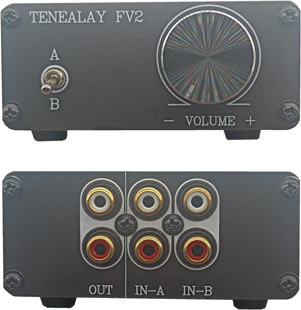 TENEALAY HiFi RCA Passive Preamp Stereo Audio Preamplifier with Volume Control, A/B Audio