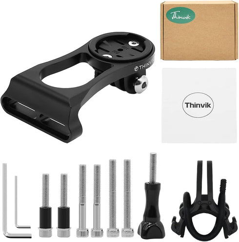 Thinvik Bike Computer Mount for Garmin Edge, Gopro Combo Mount, Compatible with All Garmin Series GPS - CNC Aluminum