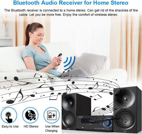 Upgraded Bluetooth Aux Adapter, KINDRM Bluetooth 5.0 Stereo Audio Receiver, Mini Portable 3.5mm Wireless Adapter