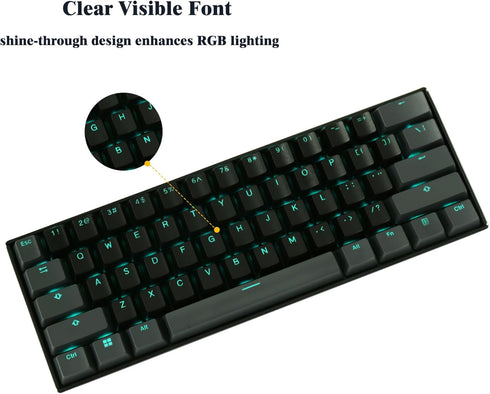 Happy Balls Keycaps, Backlit ABS Doubleshot Shine Through Keycap Set for Cherry MX OEM US Layout Key Caps (Black and