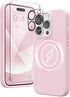 GONEZ Hot Pink iPhone 14 Pro Max Case, Liquid Silicone, Magsafe Compatible + 2X Screen & Camera Lens Protectors.