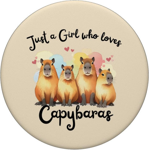 Cute Just a Girl Who Loves Capybaras Standard PopSockets PopGrip