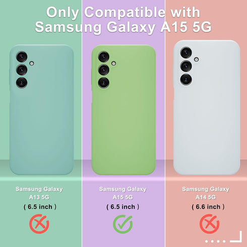 for Samsung Galaxy A15 5G Case, Silicone Phone Case with 1 Screen Protector, Soft Anti-Scratch Microfiber Lining, Full Body Shockproof Slim Cover, Mint Green