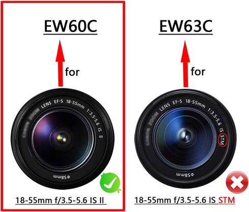 EW-60C Lens Hood & 58mm Lens Cap, Compatible for Canon T8i T7i 4000D Camera Kit EF-S 18-55mm Lens (2 Pack)