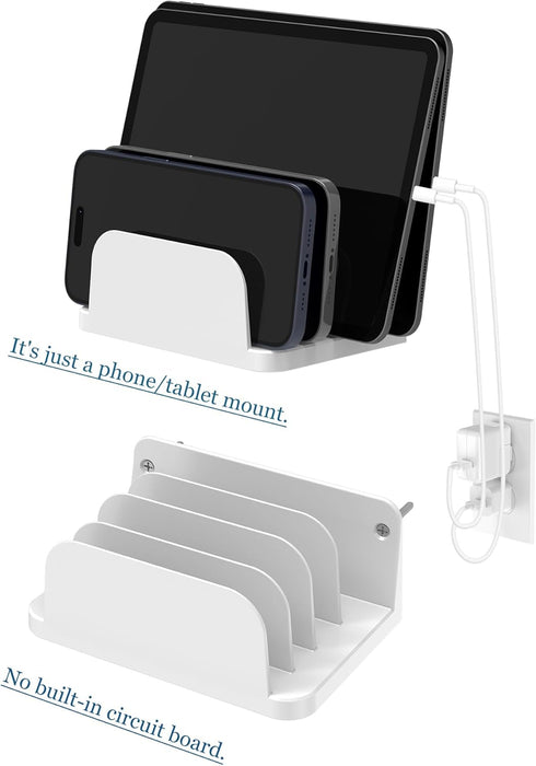 NOTMBESTM 4-Slot Wall Mount Phone Holder for Smartphones and Tablets, Phone Shelf with Docking Station Compatible