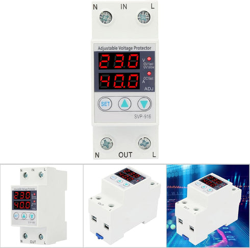 Intelligent 230V AC Current Protector 63A, Adjustable Over-Voltage Under-Voltage Single Phase Protective Device