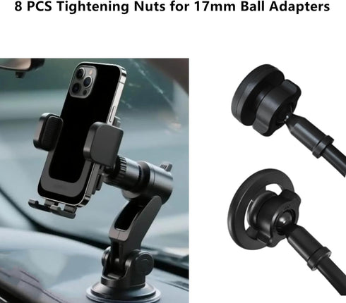 ZIANTENNY 8 17mm Pcs Tightening Nut for Car Mount - Ball-Joint Fixed Adapter Replacement Parts for Car Phone Mount DVR
