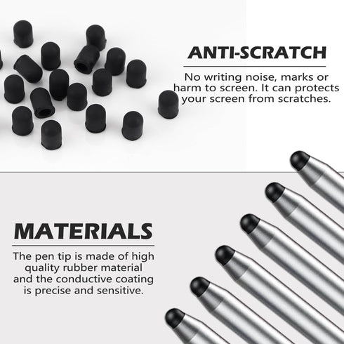 20 Pieces Replacement Tips for Touch Screen Pens, Silicone Rubber Touch Pen Tips (Outer Diameter 6mm, Inner Diameter
