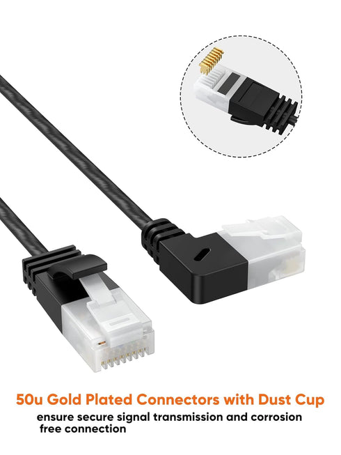 Cat6a 2.8mm, 10G Box,PS5;1.6FT/0.5M CableCreation Ultra Slim Ethernet Short Cable OD Left Angle LAN Super Light Cord