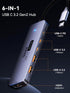 QUUGE 10Gbps, 6-in-1 4K@60Hz 100W 2 3.2 30cm USB C Hub Aluminum Multiport Adapter for Laptops, USB C to HDMI Adapter