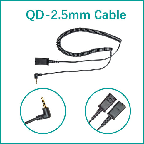 Daily Headset 2.5mm Quick Disconnect Coil Cable for Plantronics QD, Works with Cordless or Cell Phones