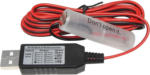 USB Power Converter DC Buck Boost Battery Eliminator for 1 to 4pcs 1.5V 3V 4.5V 6V AA AAA Connect Multi for LED Light,