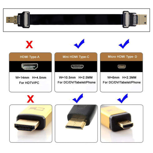 xiwai JSER-Brands Mini HDMI Male to Micro HDMI Male Extension Cable 1080P for FPV HDTV Multicopter