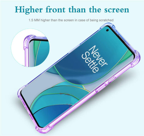 Cute Clear Gradient Slim Case for OnePlus Nord N200 5G with Tempered Glass Screen Protector (Purple/Blue)