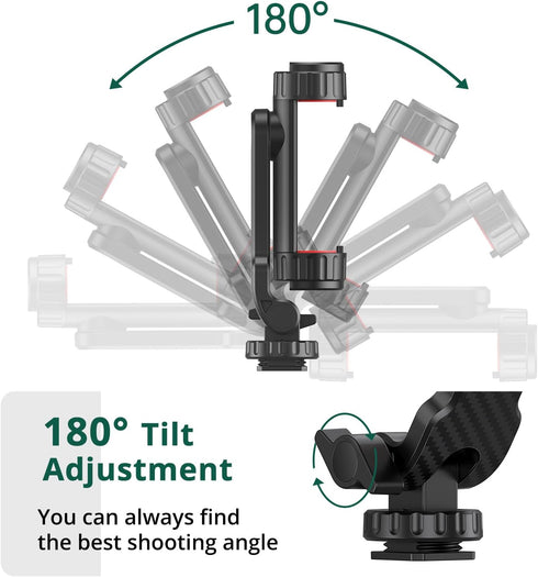 ATUMTEK Universal Smartphone Mount Adapter with 2 Cold Shoe and 1/4" Standard Screw, 360° Rotates Adjustable Clamp