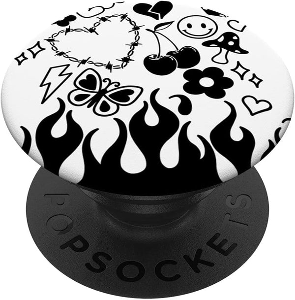 Graffiti Doodles Indie Aesthetic Drawing Daisy Smile Flames PopSockets Swappable PopGrip