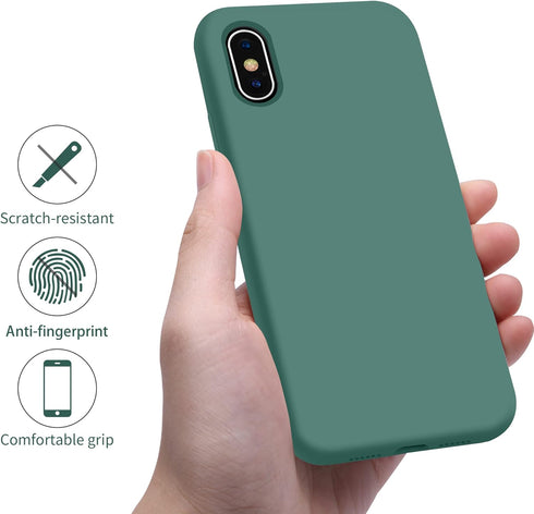 OTOFLY Compatible with iPhone X Case - Ultra Slim Fit Liquid Silicone Case with Full Body Protection, 5.8 inch (Pine