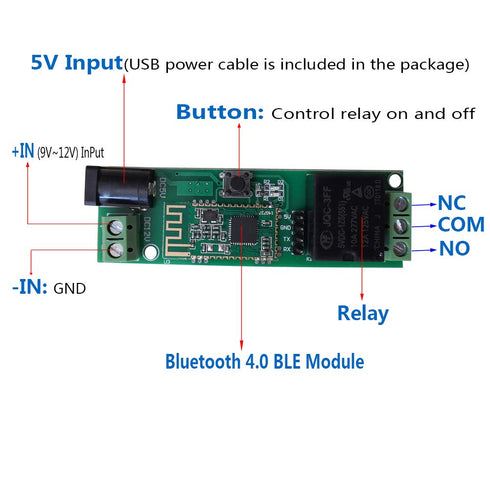 DSD TECH 12V Bluetooth Relay Module for Remote Control Switch, Compatible with iPhone and Android 4.3