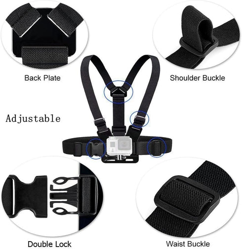 ACUVAR Chesty Body Mount Strap Harness for GoPro Hero 12, 11, 10, 9, 8, 7, 6, 5, 4, 3+, 3, 2, 1, Max, AKASO, DJI Osmo