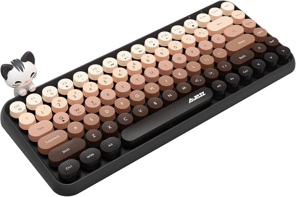 FELICON 308i Wireless Bluetooth Keyboard, Retro Typewriter Design with Gradient Colorful Round Keycaps