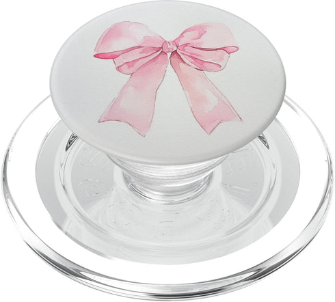 pink cute theme Girly || Watercolour Bow || Coquette || Aesthetic Pink Bow PopSockets PopGrip