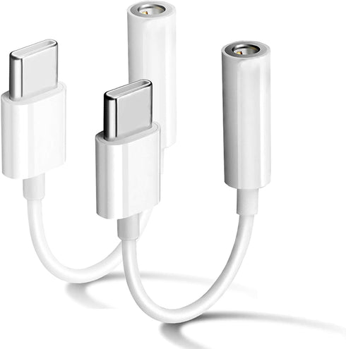 2 Pack USB C to 3.5mm Headphone Jack Adapter, Type C Port Audio Aux Cable Dongle Compatible with iPhone 15/15 Plus/15
