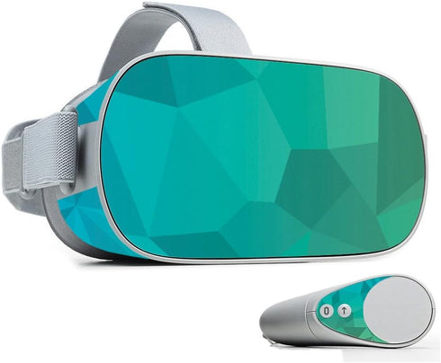 MightySkins Skin - Blue Green Polygon for Oculus Go Mobile VR | Unique Vinyl Decal Wrap Cover | Easy to Apply, Remove |