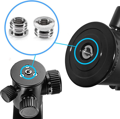 Threaded Tripod Screw Adapter Double Head Stud, 1/4" Male to 3/8" Female Adapter Set for Camera Cage Mount Light Stand