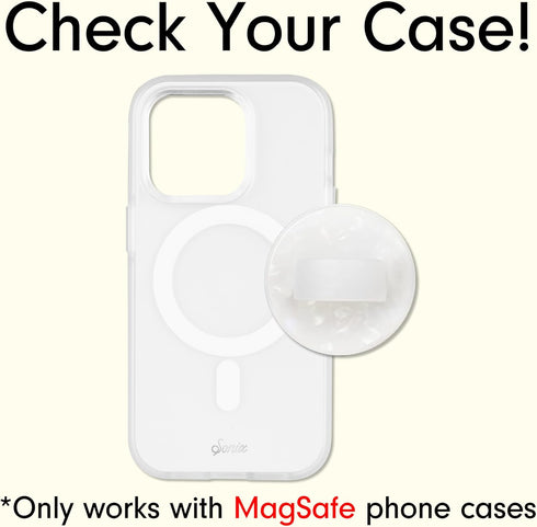 Sonix Magnetic Phone Grip, Removable Silicone Ring Loop Holder | Compatible with MagSafe | White Pearl Tort