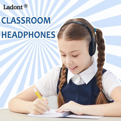 Kids Headphones Bulk for School Classroom 10 Pack, Wired On-Ear Classroom Headphones for Students Children Toddler Boys Girls Teen(Black)