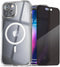 ENCASED Privacy Case for iPhone 15, Slim-fit Clear Case with Anti-Spy Screen Protector, 9H Tempered Glass