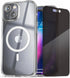 ENCASED Privacy Case for iPhone 15, Slim-fit Clear Case with Anti-Spy Screen Protector, 9H Tempered Glass