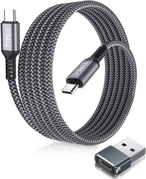 Elebase 10FT USB Type C to C 100W Cable with Adapter, Fast PD Charger for iPhone 15 Pro Max, Samsung Galaxy S23/S24,