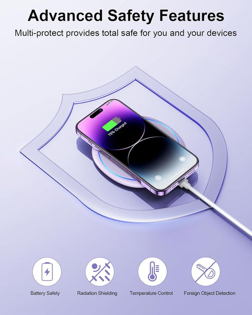 NANAMI Wireless Charger Pad, Compatible with iPhone 16/16 Plus/16 Pro/16 Pro Max, Qi Charger for Samsung Galaxy