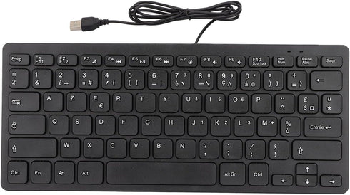 Yoidesu Wired Keyboard TT-A01, 78 Keys USB Mute Ultra Thin Mini Keyboard for PC Laptop (French)