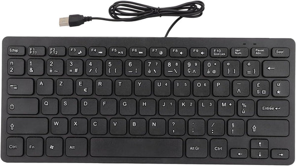 Yoidesu Wired Keyboard TT-A01, 78 Keys USB Mute Ultra Thin Mini Keyboard for PC Laptop (French)