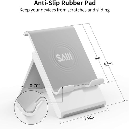 SAIJI Adjustable Tablet Stand Holder, Portable Foldable Desktop Dock for iPad, iPhone, Nintendo Switch, Samsung Galaxy