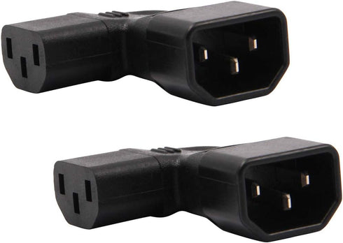 WYMECT 2-Pack C14 C13 Right Angle IEC to Power Adapter PDU Power Extension for LCD LED TV Wall Mount