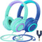 iClever 2Pack Kids Headphones with Sharing Splitter - 85dBA Safe Volume Limited