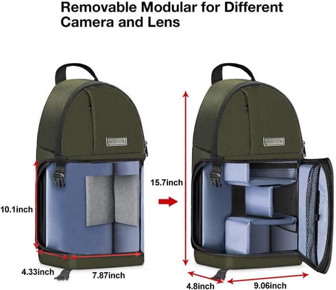 MOSISO Camera Sling Bag, Shockproof Photography Camera Backpack with Tripod Holder, Compatible with Canon/Nikon/Sony