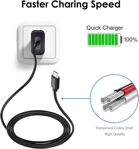 Fast Wall Charger 5ft Micro USB Charging Cable Cord fit for Barnes & Noble Nook GlowLight 3 Glowlight Plus, Nook 10 in BNRV200 BNTV650, Simple Touch,for Samsung Nook Tablet & More