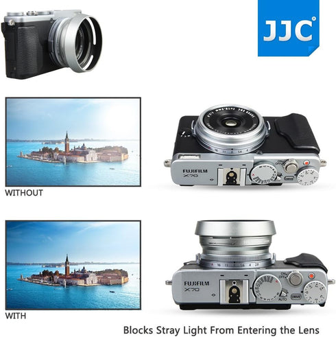 JJC Metal Lens Hood Shade Protector with 49mm Filter Adapter Ring for Fujifilm X100VI X100V X100F X100T